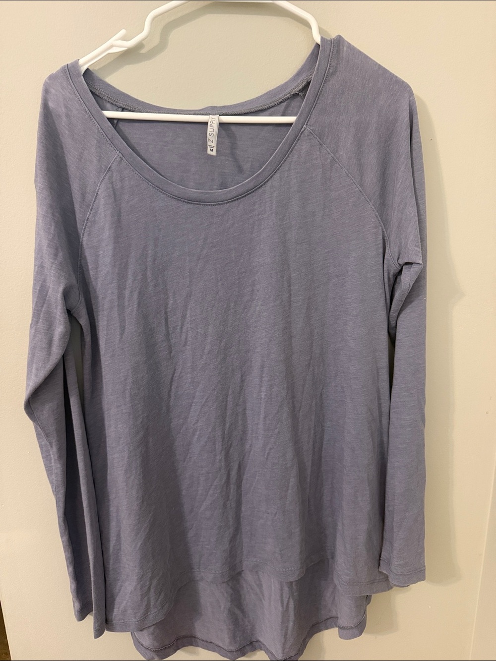 Z Supply Lavender Scoop Neck Long Sleeve Top